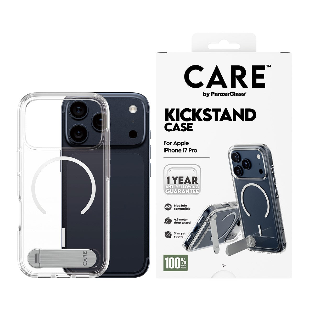CARE™ by PanzerGlass® Case Transparent w. Kickstand & MagSafe iPhone 17 Pro